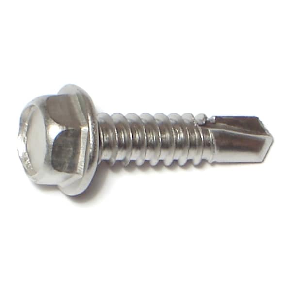 Midwest Fastener Self-Drilling Screw, #14 x 1 in, Zinc Plated Stainless Steel Flange Hex Head External Hex Drive 09856 - main
